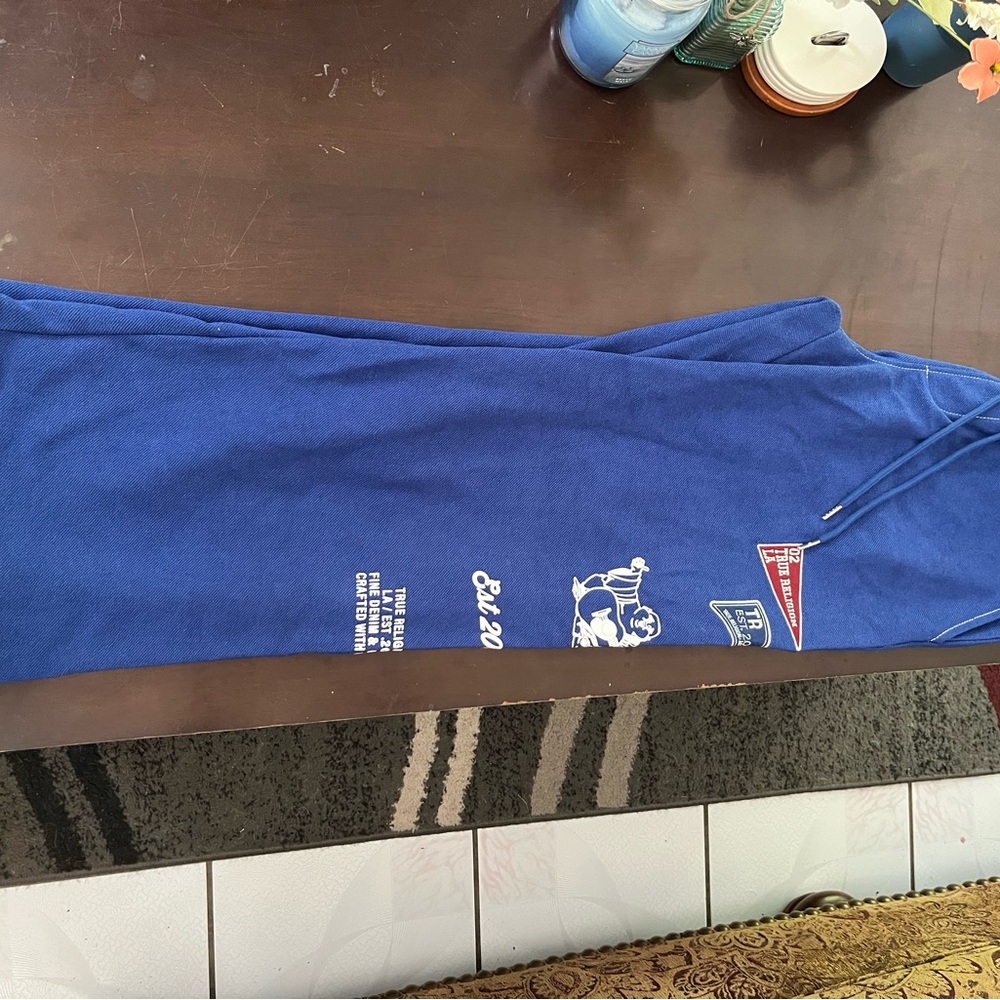 True Religion Reverse Terry Baggy Sweatpants - SIZE M - Cobalt Blue